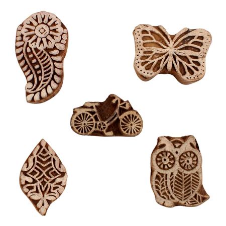 Set of 5 Piece New Mix Wooden Printing Blocks